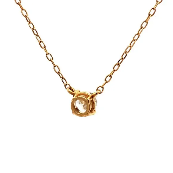 Designer 14K Yellow Gold Round Diamond Solitaire Pendant Chain Necklace